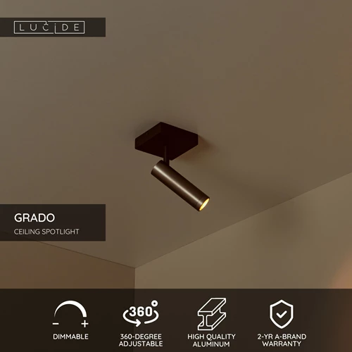 Lucide GRADO - Ceiling spotlight - 1xGU10 (MR11) - Grey iron - USP